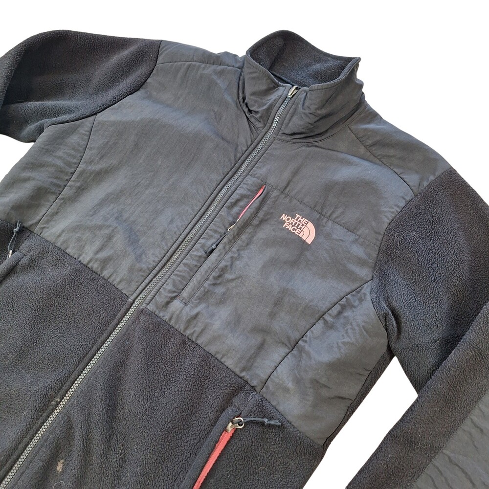 The North Face Jacket Womens XL Black Fleece Full Zip Polartec Lined Pink Trim